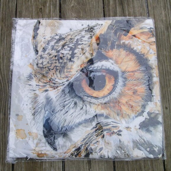 NEW Owl Watercolor Rustic Cabin Wildlife Bird Throw Pillow Cover 17"x17" - Picture 3 of 3